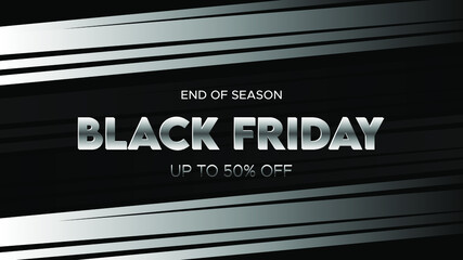 Vector illustration of Black Friday Sale banner template for advertising, header or website, Modern design with black and white background. shopping ads concept.