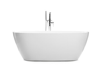 Modern clean ceramic bathtub isolated on white