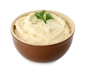 Tartar sauce in bowl isolated on white