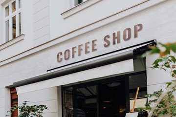 Fototapeta na wymiar Coffee shop storefront, aesthetic cafe image