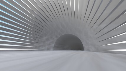 Futuristic architecture background spheric interior 3d render
