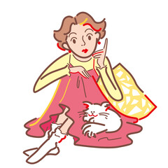 女性が部屋でくつろいでいる女性