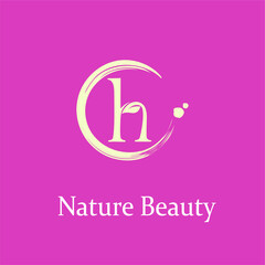 Initial Letter h with Leaf and Circle Brush Splash for Feminine Nature Beauty Spa Aesthetic Salon  Business Logo Idea