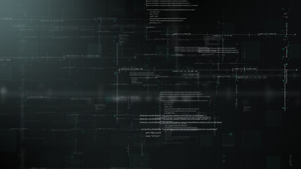 Futuristic simulation of 5G network concept, artificial intelligence quantum physic matrix particles deep learning performing analytic computational head up display