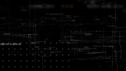 Futuristic simulation of 5G network concept, artificial intelligence quantum physic matrix particles deep learning performing analytic computational head up display