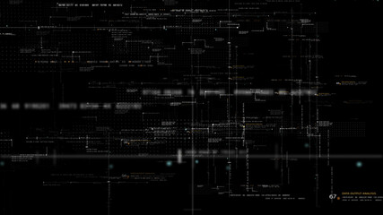 Futuristic simulation of 5G network concept, artificial intelligence quantum physic matrix particles deep learning performing analytic computational head up display