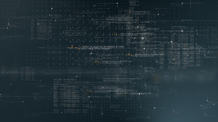 Futuristic simulation of 5G network concept, artificial intelligence quantum physic matrix particles deep learning performing analytic computational head up display