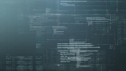Futuristic simulation of 5G network concept, artificial intelligence quantum physic matrix particles deep learning performing analytic computational head up display