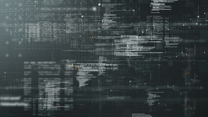 Futuristic simulation of 5G network concept, artificial intelligence quantum physic matrix particles deep learning performing analytic computational head up display