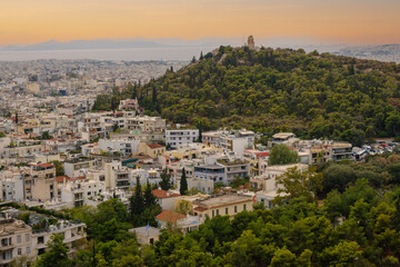 Fototapeta na wymiar View of Mount Lycabettus in Athens