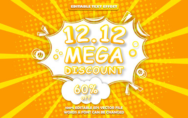 12 12 mega discount banner flyer comic style text effect
