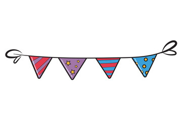 Obraz premium 4 Bright Colorful Flags on a String