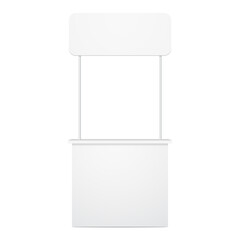 POS POI Blank Empty Retail Stand Stall Bar Display With Roof, Canopy. Illustration Isolated On White Background. Mock Up Template Ready For Your Design. Product Advertising. Vector EPS10