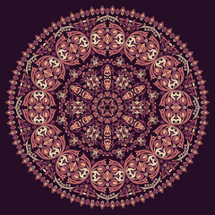 Vector abstract decorative round floral ethnic illustration