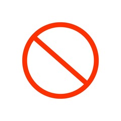 Prohibiting sign. Icon with red crossed circle on a white background.