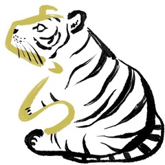 干支の漢字の筆文字・墨絵【寅年年賀状イラスト素材】