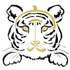 干支の漢字の筆文字・墨絵【寅年年賀状イラスト素材】