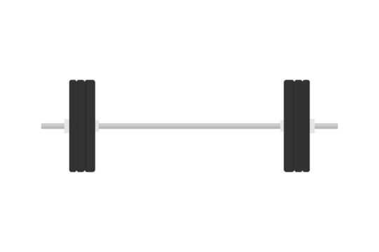 Barbell in flat style. Design element for gym, fitness and athletic center. Isolated vector illustration 
