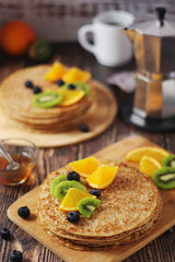 Crepes or bliny with fruit	