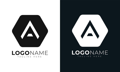 Initial letter a logo vector design template. With Hexagonal shape. Polygonal style.