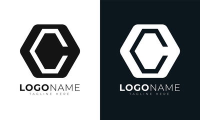 Initial letter c logo vector design template. With Hexagonal shape. Polygonal style.