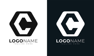 Initial letter c logo vector design template. With Hexagonal shape. Polygonal style.