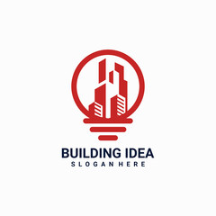 building idea company logo. building lamp logo design