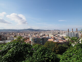 Panorama of european city of Barcelona in Spain