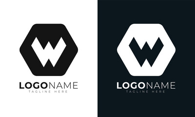 Initial letter w logo vector design template. With Hexagonal shape. Polygonal style.