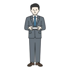 名刺を渡すビジネスパーソン