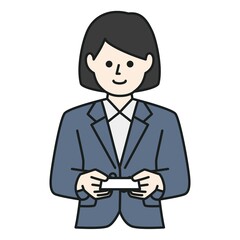 名刺を渡すビジネスパーソン