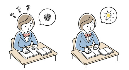 ベクターイラスト素材：授業を受ける女の子
