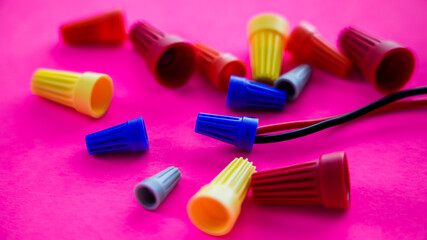 Naklejka premium Electrical colorful wire connecto