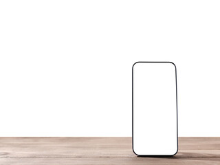 Smartphone on table with isolated background