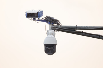 Speed control and traffic monitoring camera close up
