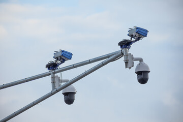 Speed control and traffic monitoring camera close up