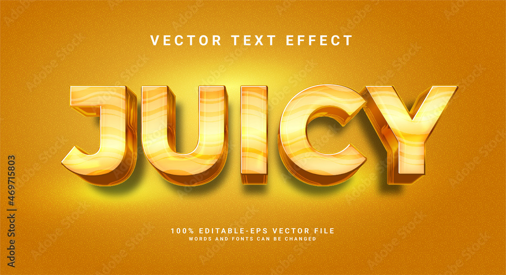 Poster juicy elegant 3d text effect. editable text style effect with orange color theme.