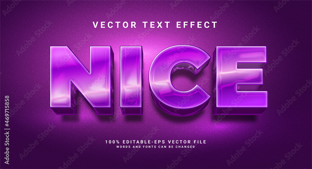 Poster nice elegant 3d text effect. editable text style effect with purple color theme.