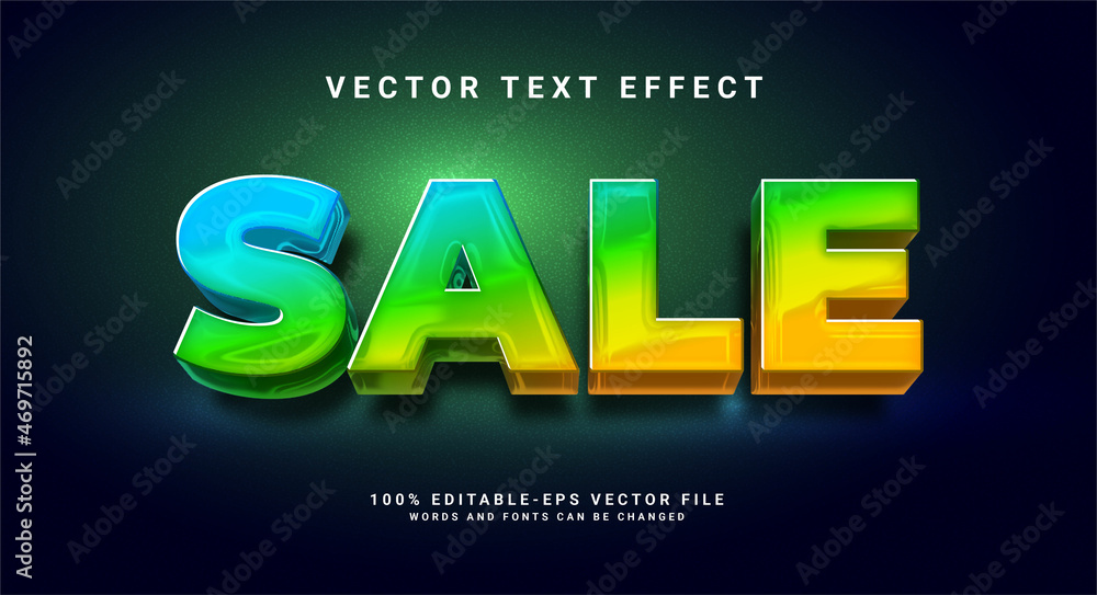 Poster sale elegant 3d text effect. editable text style effect with colorful theme.