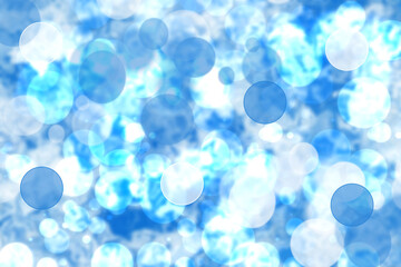 Abstract gradient of light blue turquoise dark blue white background texture with glowing circular bokeh lights. Beautiful colorful spring or summer backdrop.