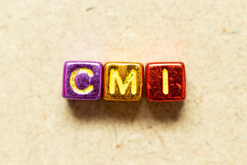 Metallic color alphabet letter block in word CMI (Abbreviation of Cost management index, Co-managed...