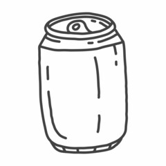 Soda pop in a can in a simple doodle style. Vector illustration.