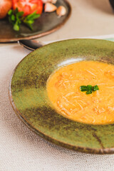 Delicious Homemade Classic Food Brazilian Dish Plate Menu Lunch Breakfast Rice Beans Pasta Sausage Shrimp on the Table