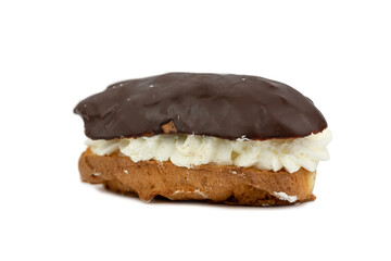 Chocolate eclair pasty cake with creamy vanilla