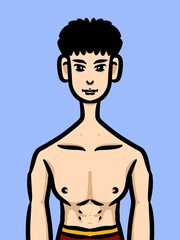 Fototapeta premium cute man cartoon on blue background