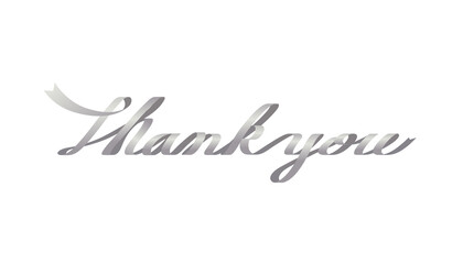 銀のリボンで作った「thank you」の文字のベクターグラフィック