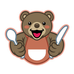 Cute Cartoon Bear Cub Mascot logo