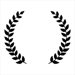 round border wreath silhouette, digital circle frame, laurel wreath