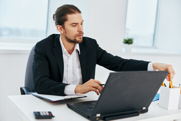 Man office work blue document folder technology