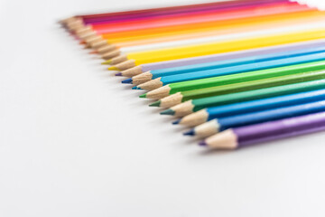 Colored pencils close-up, drawing equipment